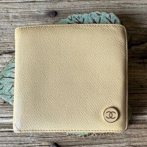 CHANEL cream color bi fold wallet